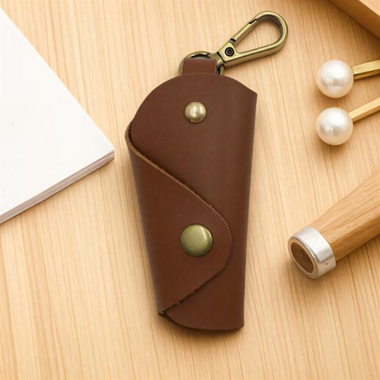 Car Keychain Box Foldable Design Prevents Scratches Handmade Imitation Leather Key Bag Key Organizer