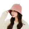 Fashion Bucket Hat Women'S Spring And Autumn Winter Solid Color Knitted Wool Bucket Hat Cover Face Tide Japanese