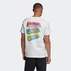 Adidas T Shirts Men's White Crew Neck Moderate Straight Fit (Unisex) T-Shirts GE4667