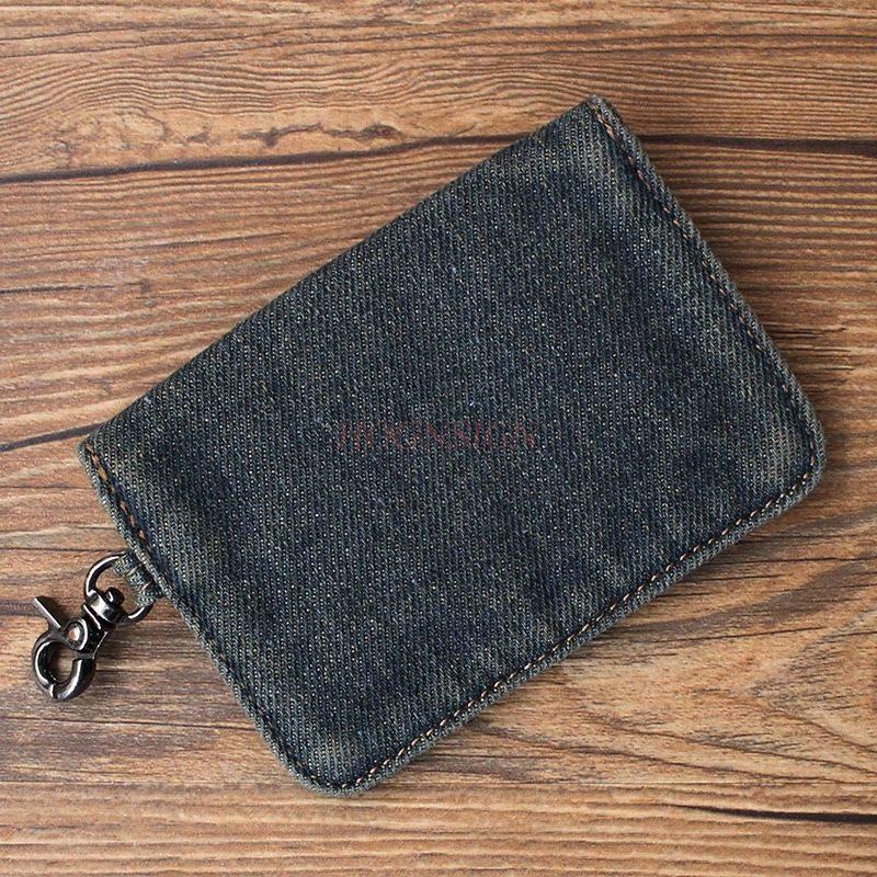 1pcs Retro denim fabric card bag for men and women, compact, ultra-thin, simple, zero wallet, driver's license