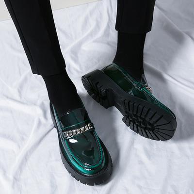 Fashion Men Black Leather Shoes Japan Harajuku Korean Fashion Business Wedding Leather Shoe Men High Sole Platform Casual Leather Shoes