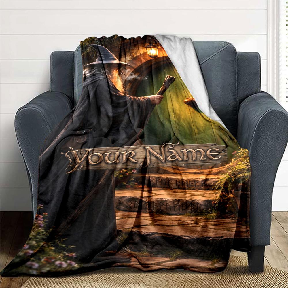 Lord Rings Customize Text Blanket Multi-purpose Personalized Blanket Warmthful Decor Suitable for Office Office Chair Seaside Livingroom