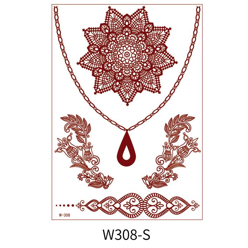 Zhengxiang 2025 červenohnědé vodotěsné indické krajkové samolepky na tetování hennou