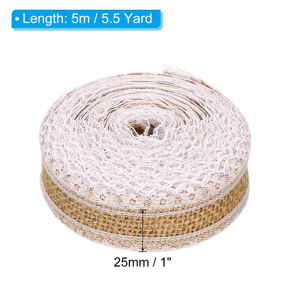 Burlap Fabric Ribbon Natural Wrapping Wired Jute Lace Crafts Roll Floral Sided for Home Wreath Wedding Christmas Decoration