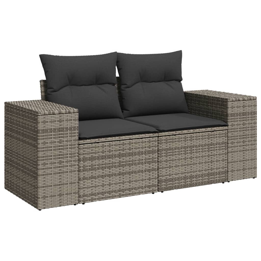 Vidaxl 11-Cz. Garden Furniture Set With Cushions, Grey Rattan Pe