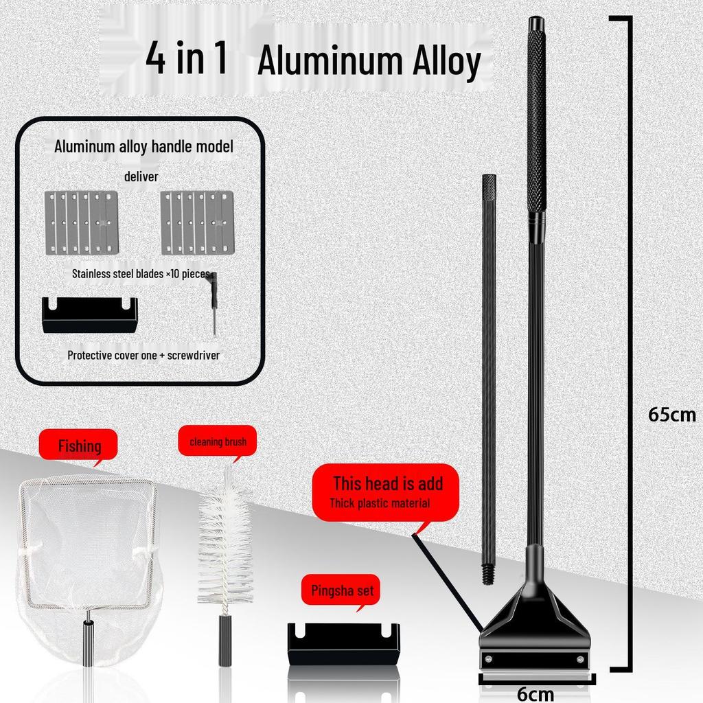 Aquatic Plant Tank Cleaning Set: Algae Scraper, Seaweed Remover, Moss Knife, No Dead Angle Brush Tool.