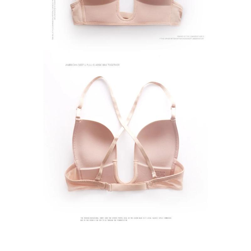 Folomi Sutiã Sexy Plunge Deep U Lingerie Feminina Sem Costura Sem Costas Roupa Interior Casamento Invisível Sexy Push Up Íntimos Feminino Verão