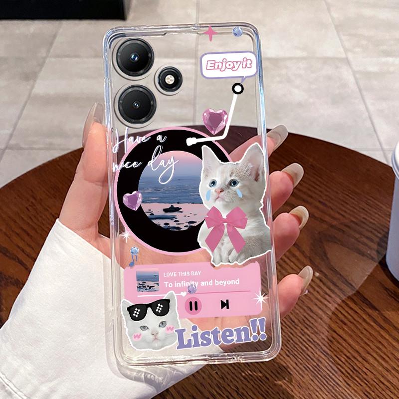 For Infinix Hot 30i 30 Play NFC Hot30 4G 5G Fundas Clear Silicone Soft TPU Jelly Back Cover Cute Rabbit Cat Dinasaur Phone Case