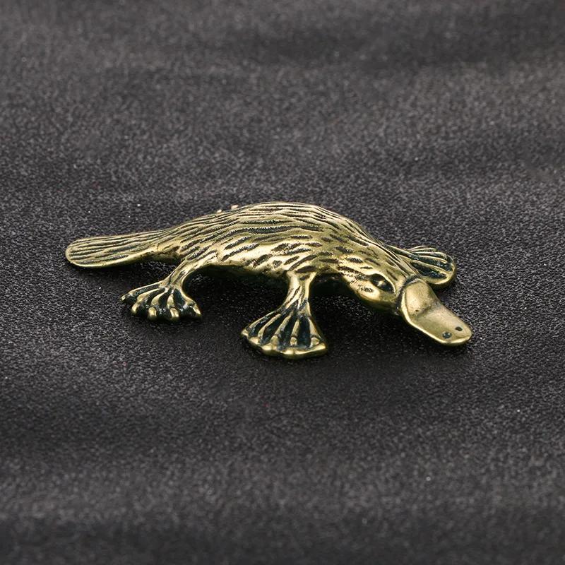 Retro Copper Cute Platypus Figurines Miniatures Home Decoration Ornaments Antique Pure Brass Small Animal Statue Decor Crafts