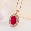 Ruby & Diamond Proposal Jewelry Set: Four-Claw Ring and Pendant Necklace