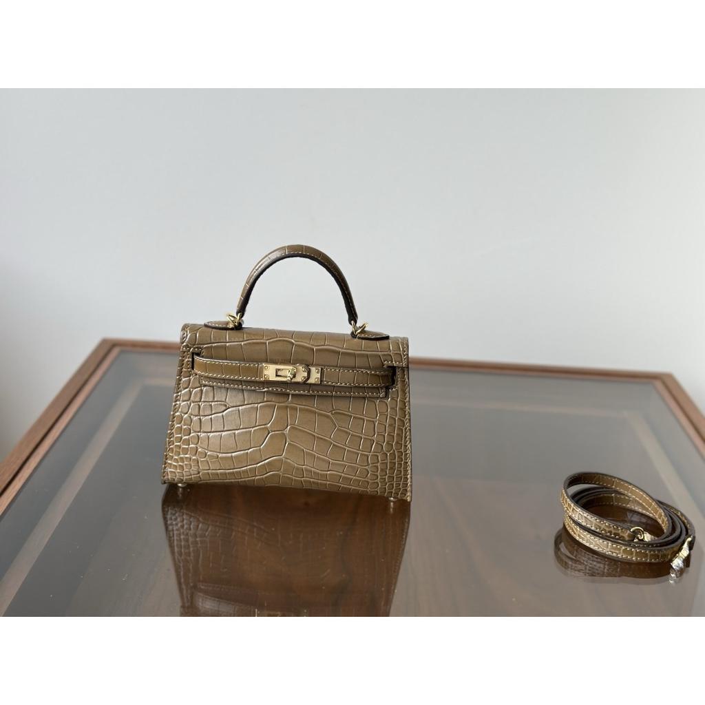 Kazilan 19cm crocodile pattern mini Kelli handbag fashion versatile shoulder messenger bag women's bag