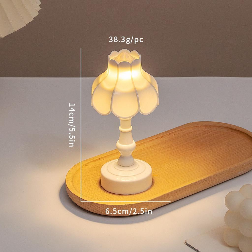 Mini LED Night Light Battery Powered Cute Flower Shape Nordic Table Lamp Warm Light for Bedroom Children Gift Home Decor