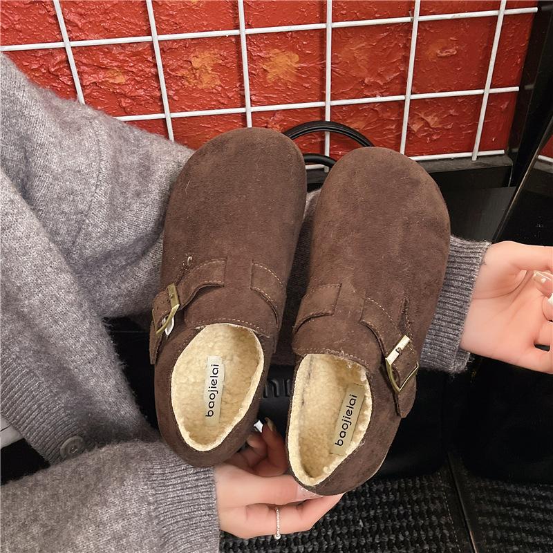 Frosted Shoes Women's 2025 New Autumn Thick-soled Retro Soft-soled Flat Shoes, One-pedal Flat-soled Small Fragrant Style