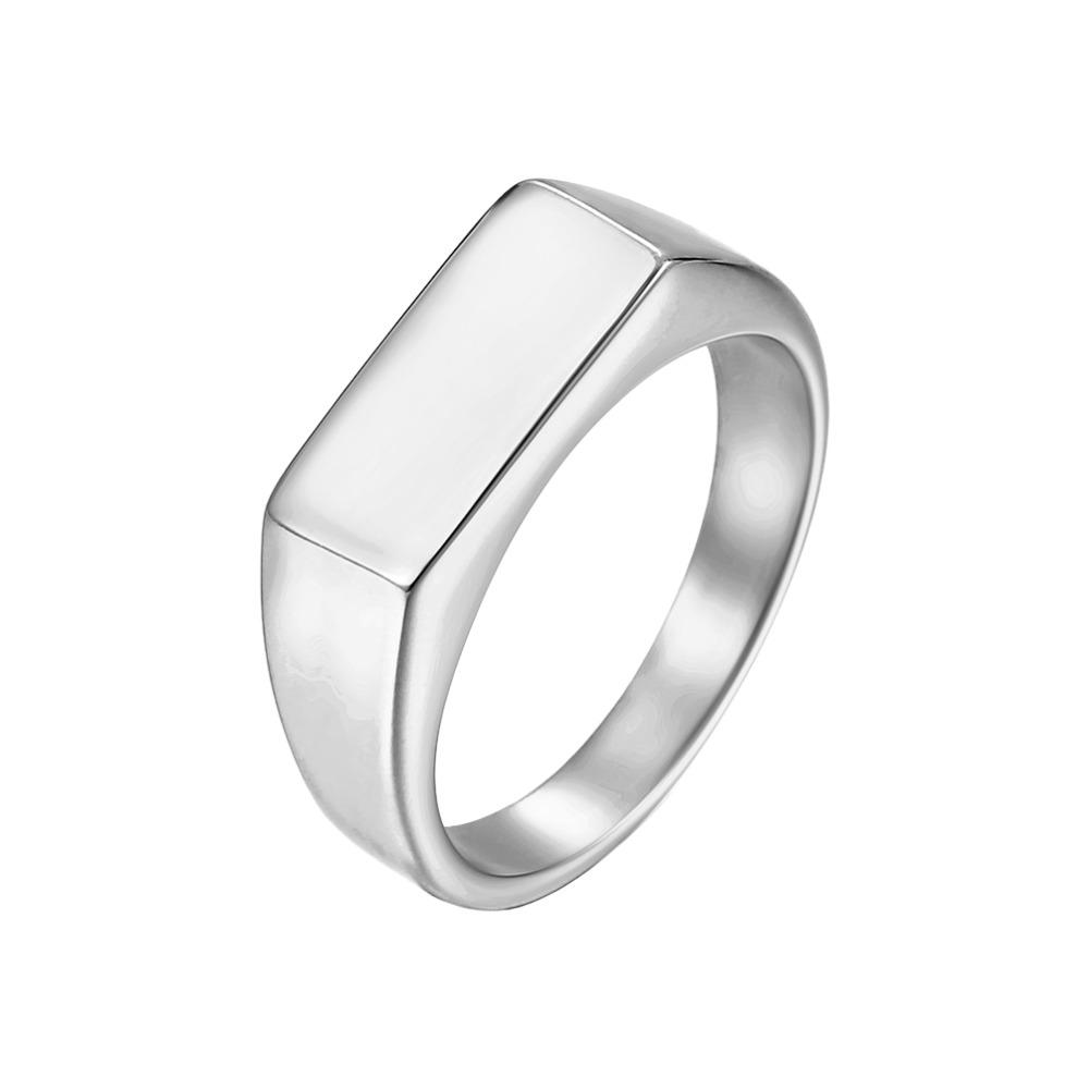 

Korean Ins Style Stainless Steel Ring Jewelry Finger Ring Fashion Titanium Seal Ring Wedding Size 7 серебряный