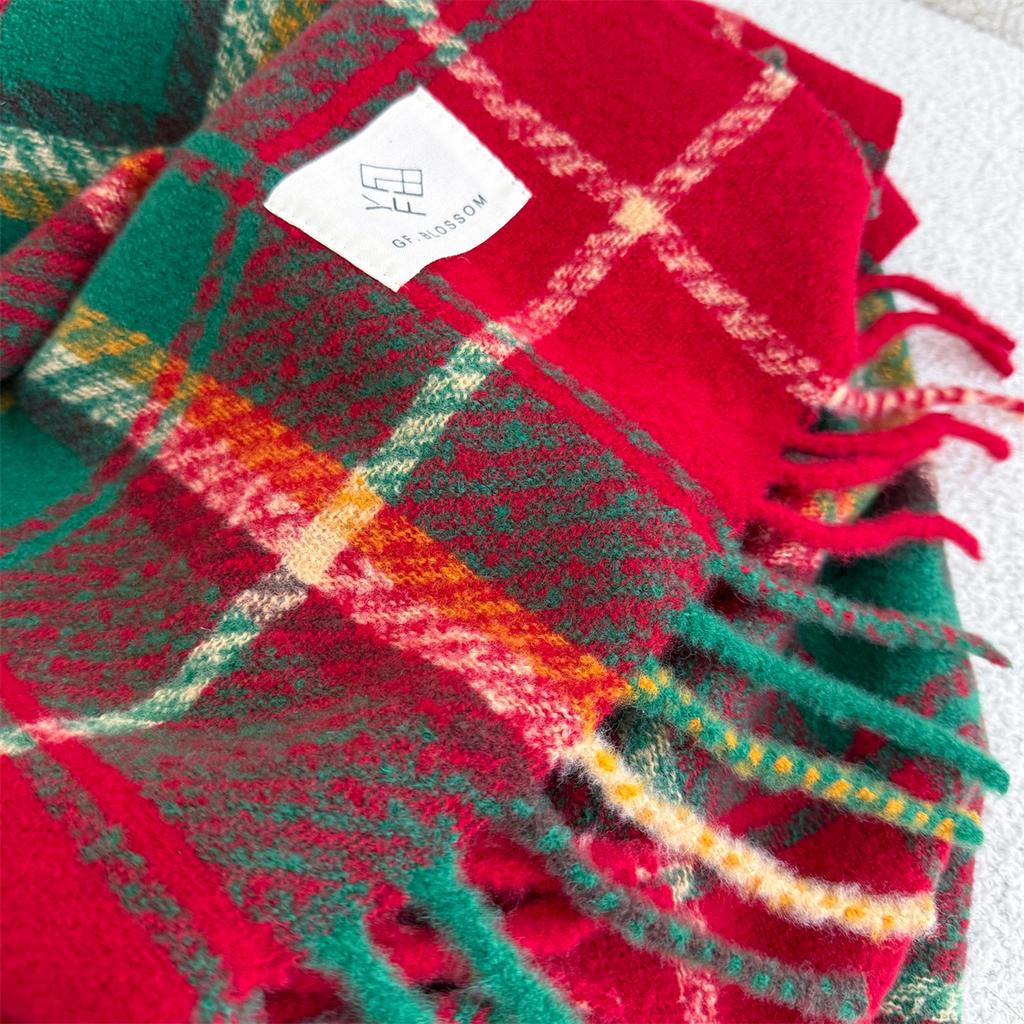 Luxury Cashmere Women Plaid Scarf Winter Warm Shawl And Wrap Bandana Pashmina Long Tassel Female Foulard Thick Blanket