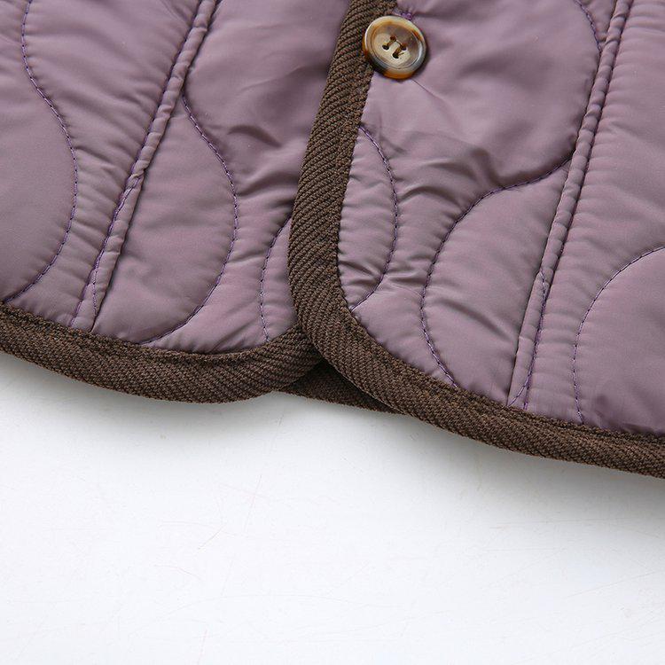 2025 Autumn/Winter Retro Lapel Cotton Jacket - Versatile Quilted Warm Short Coat for Women