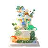 24PCS Dinosaur Cake Topper, Dinosaur Eggs Leaves Grasses Cake Decorations for Safari Animal Themed Birthday Party Supplies
