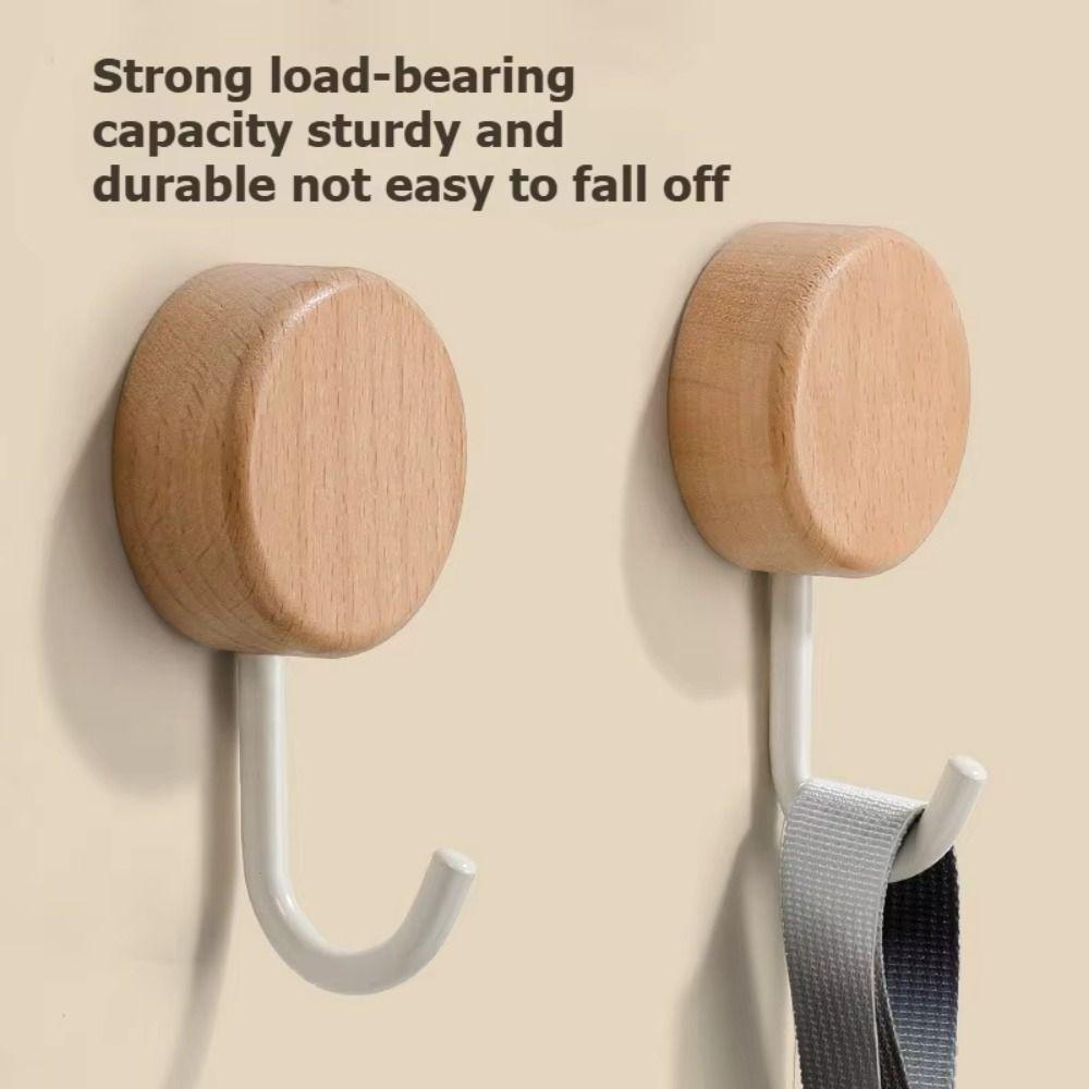 Self-Adhesive Wall Mount Hook No Drilling Bathroom Hook Space Saving Wood Hook  Door Hanging