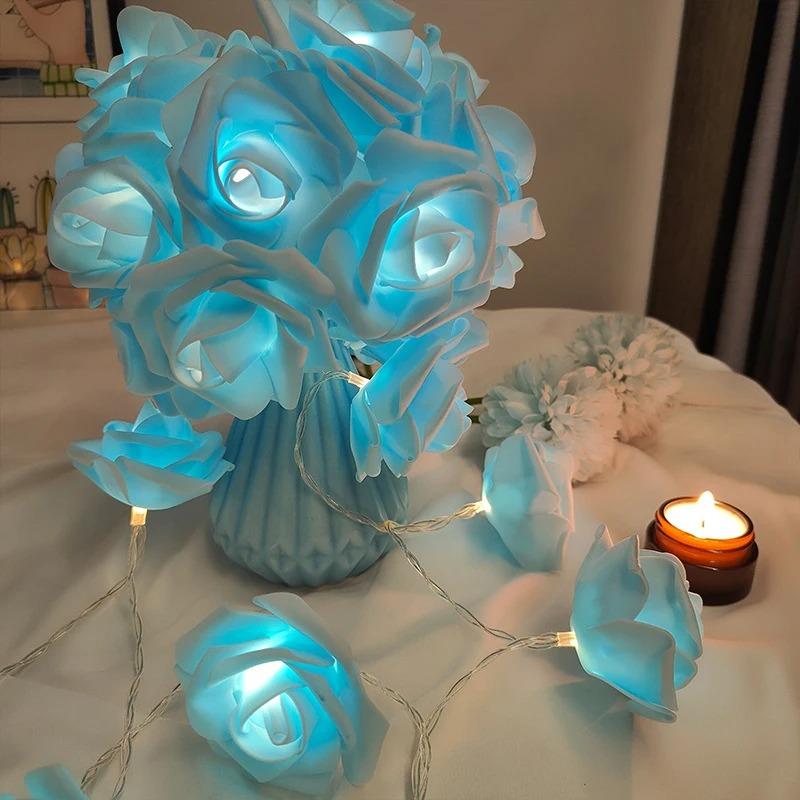 1.5m 10leds Rose Flower String Lights Battery-powered Light for Bedroom Living Room Table Valentine's Day Romantic Atmosphere