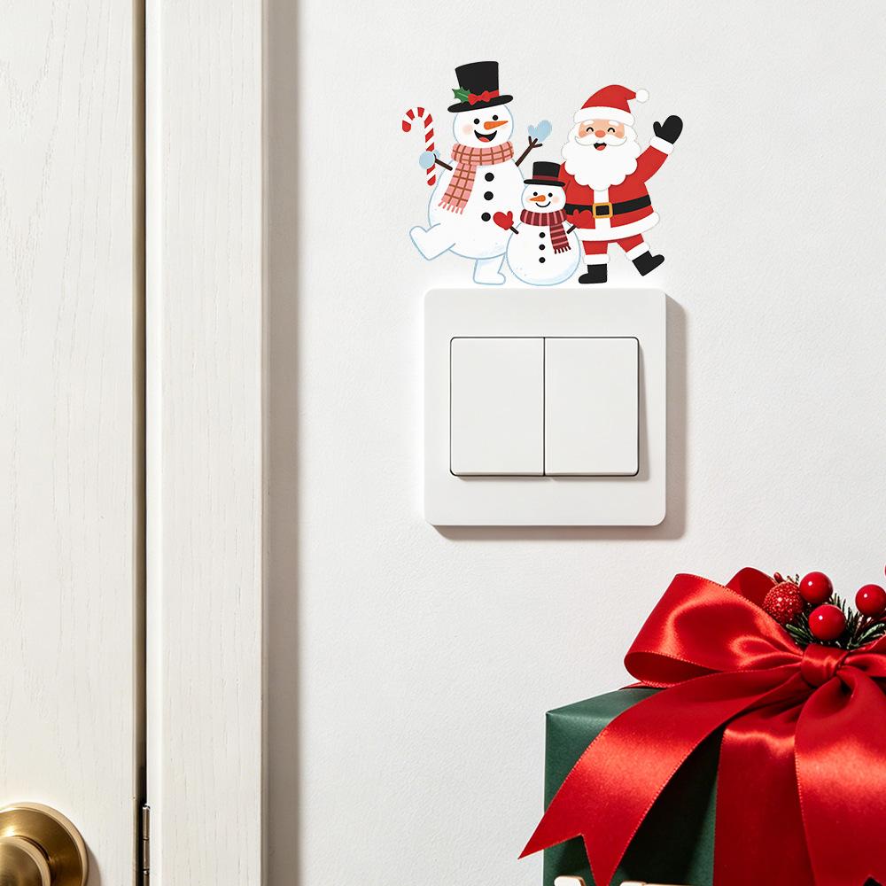 Christmas Santa Cat Switch Plate Wall Sticker Self Adhesive Removable Living Room Bedroom