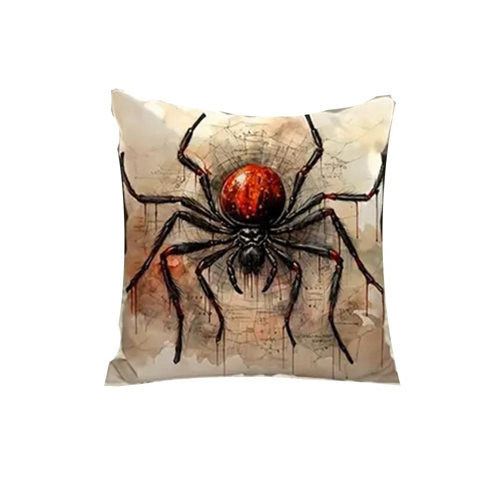 

1 шт. Винтажная наволочка для Хэллоуина, на молнии, с рисунком паука, тыквы и черной кошки, подходит для украшения гостиной, спальни 45x45cm
