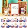 Patriotic Eagle Duck Figurine Mini Resin Ducks with 250th Anniversary Patterns Tiny Animal Sculptures for Independence Day Home Office Desk Bathroom