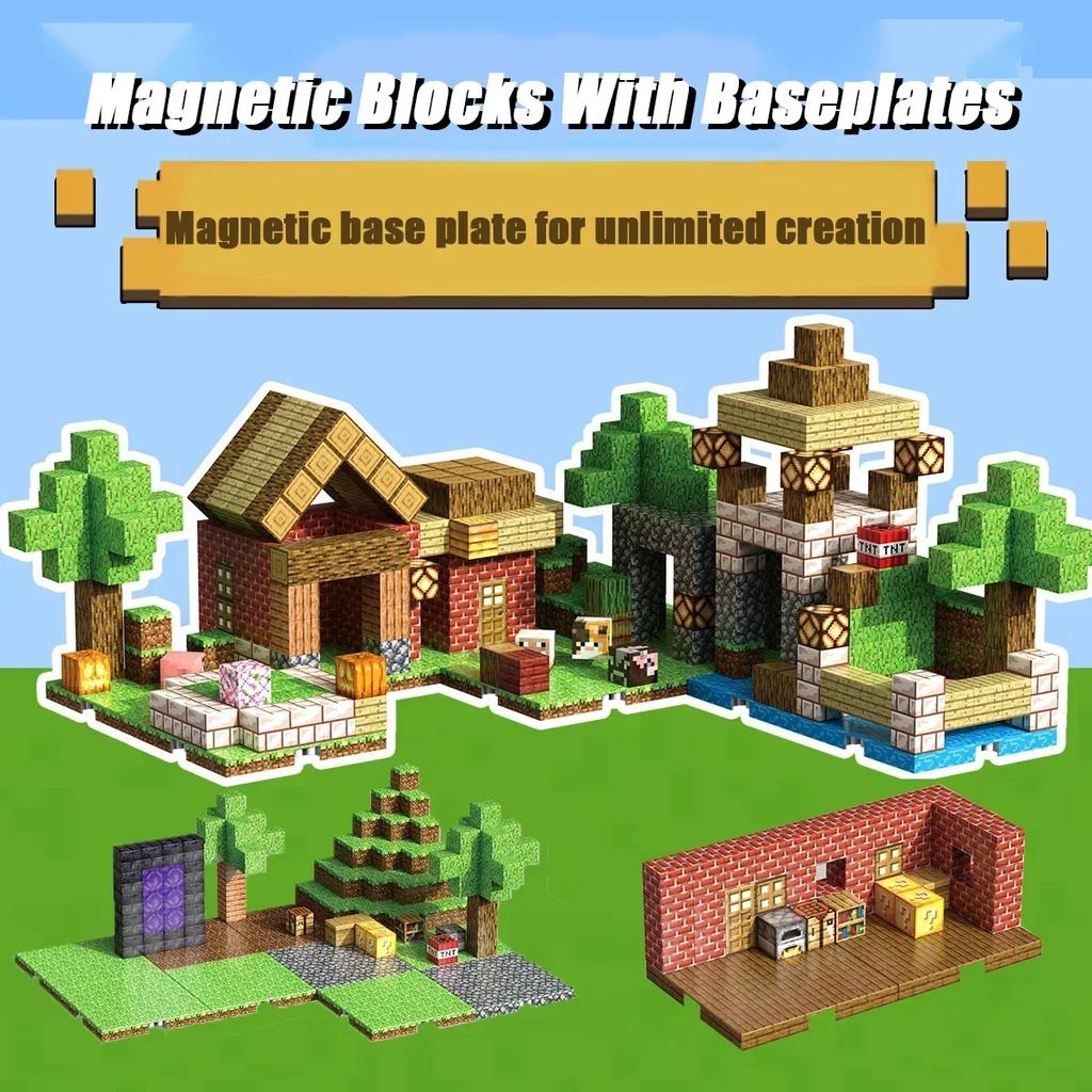 Magnetic Building Blocks Mine World Magnetic Base Plate Variety Baseplates Match DIY For Kids Set Magnet Cube Sensory Toys Gift