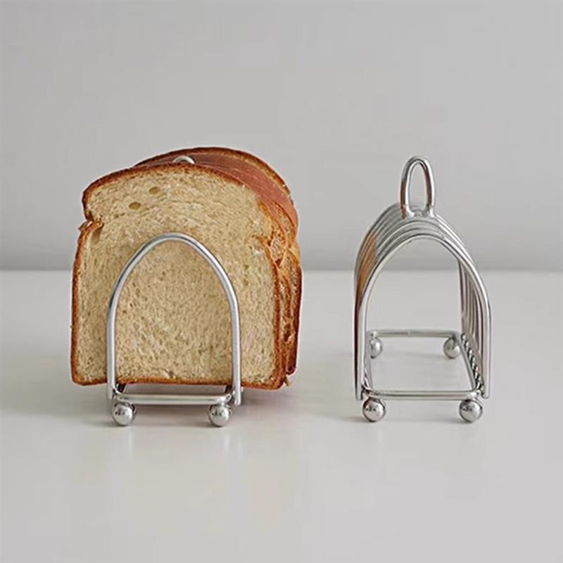 Stainless Steel Toast Loaf Slice Rack 6 Slice Bread Holder Toast Stand Rectangle Food Display Tool Kitchen Gadget