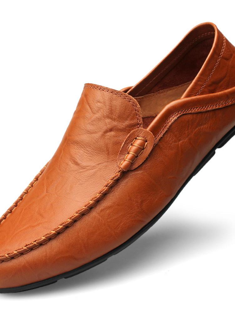 Italian Mens Shoes Casual  Brand Summer Men Loafers Genuine Leather Moccasins Light Breathable Slip on Boat Shoes
