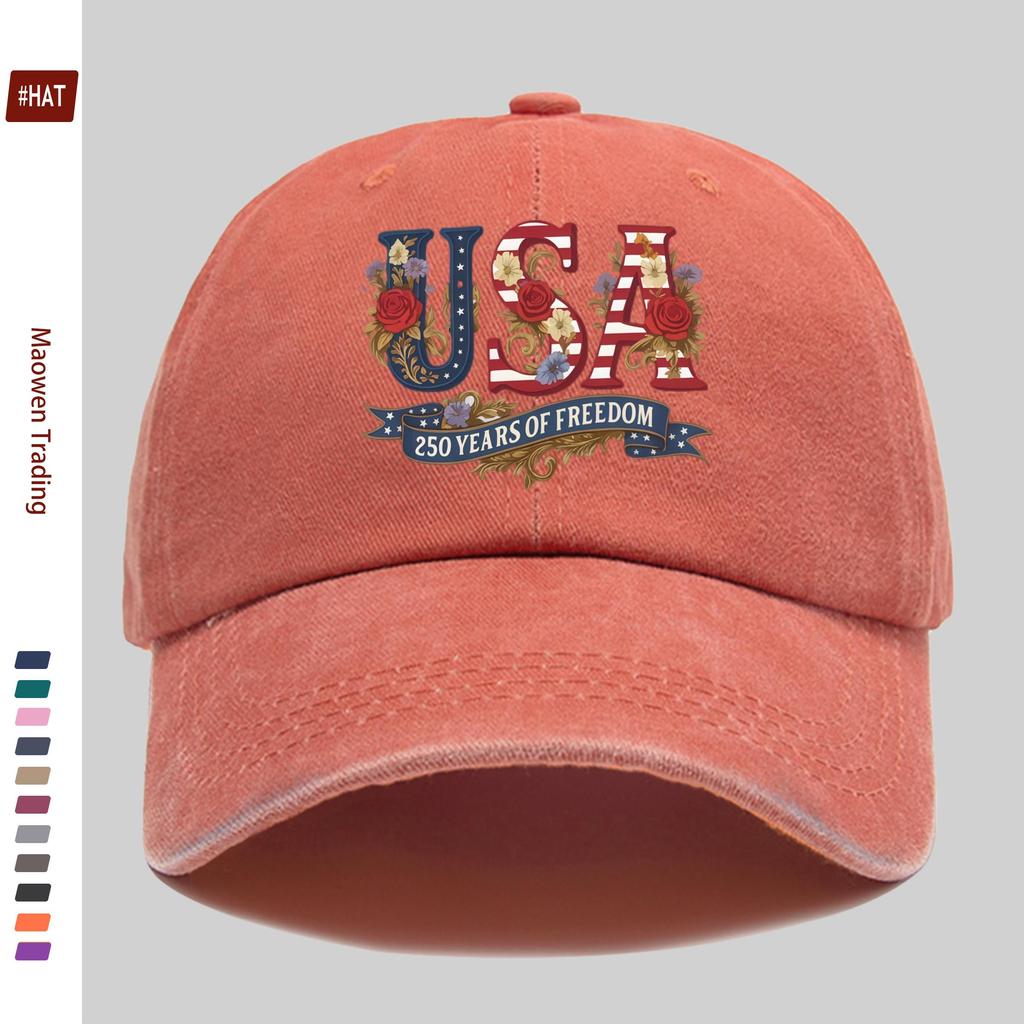 pc USA Th Anniversary Printed Baseball Cap with Floral Casual Decor Design Papa Hat Comfortable And Lightweight Adjustable