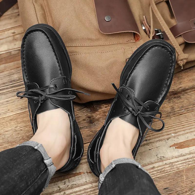 Fashion genuine Leather Casual Shoes for Men Summer Loafers Driving Shoes Slip on Mens Moccasins Brand Luxury Men Dress Business Shoes