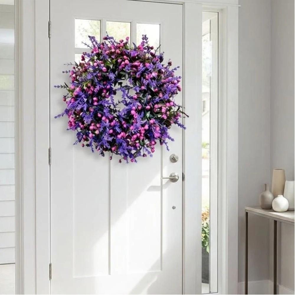 Simulated Plant Lavender Floral Wreath Plastic Front Gate Wreath  Home Decoration