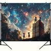 Magical Reading 2D Backdrop, Cosmic Sky & Bookstack Photo Background
