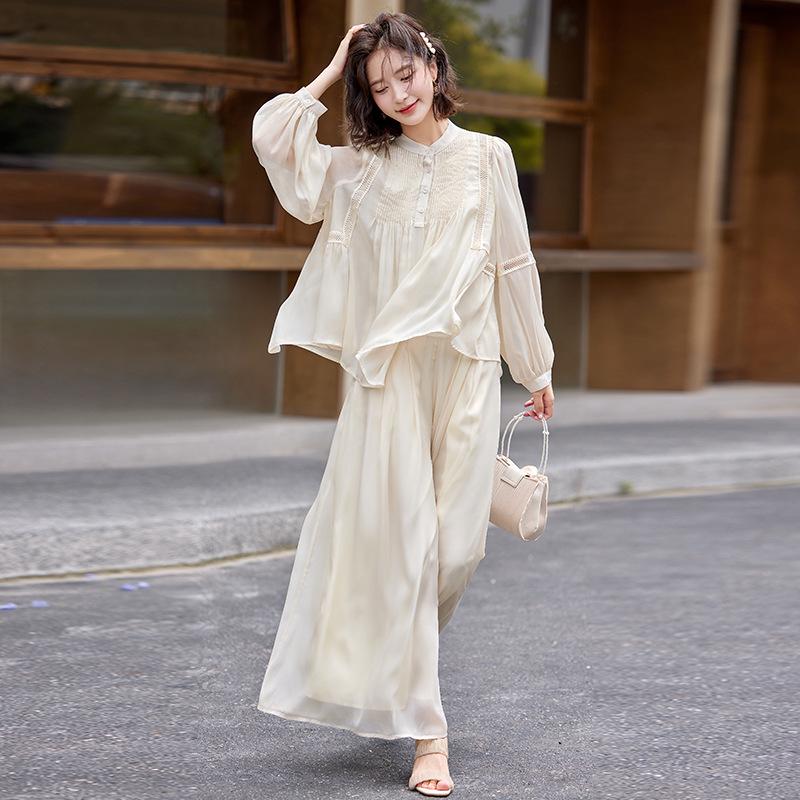 2025 Frühling/Sommer Mode-Set: Leichtes Sonnenshirt, Weitbeinige Hose & Camisole (3-teiliges Set SY2590)