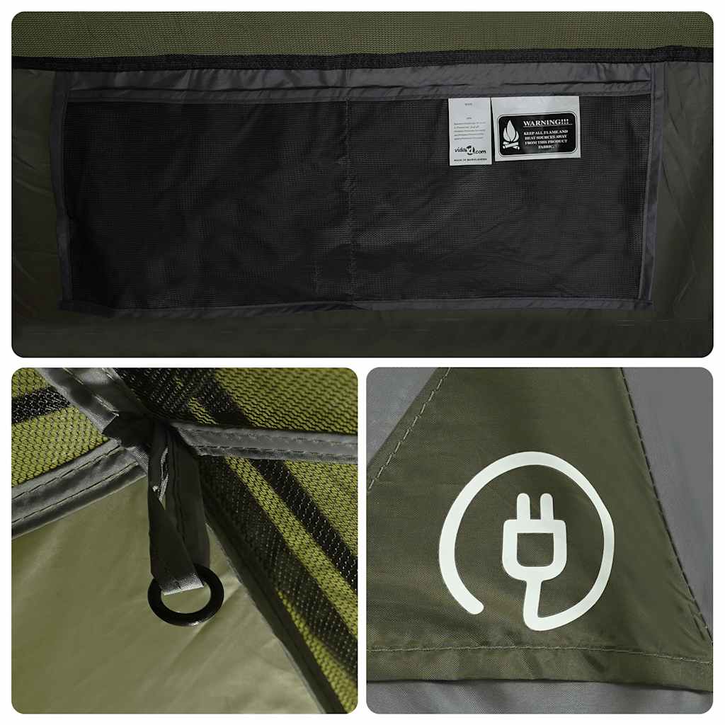 Dome Camping Tent for 4 Persons Olive Green Waterproof