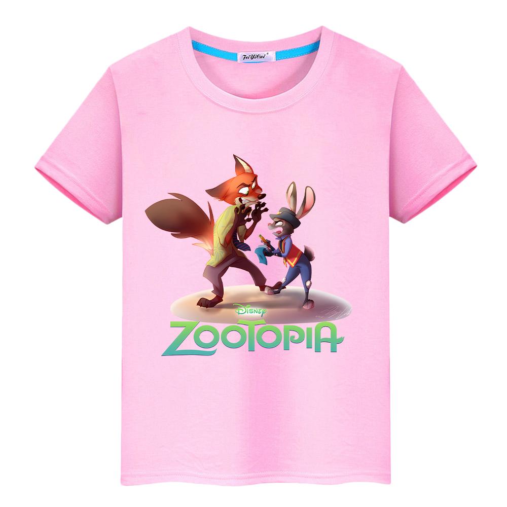 T-Shirt für Kinder Junge 10 Jahre Zootopia 2 Druck 100% Baumwolle Anime Kurz Kawaii Oberteile Pride T-Shirt y2k One Piece Mädchenkleidung