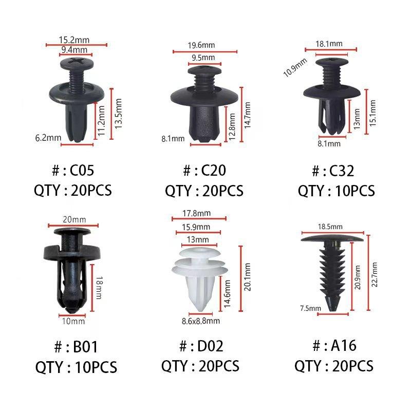 100PCS OPP Bag Mixed Pack 6 Kinds Universal Car Buckle Plastic Fixed Buckle Fastener