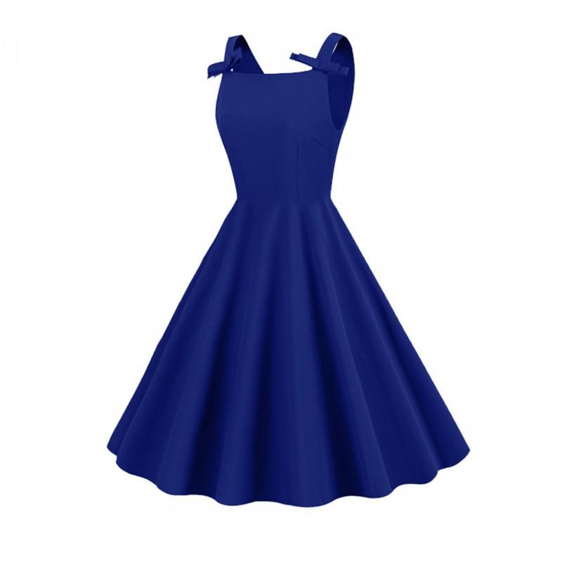 Sleeveless Vintage Hepburn Style Wrap Dress With Bow Detail A-Line Midi Women
