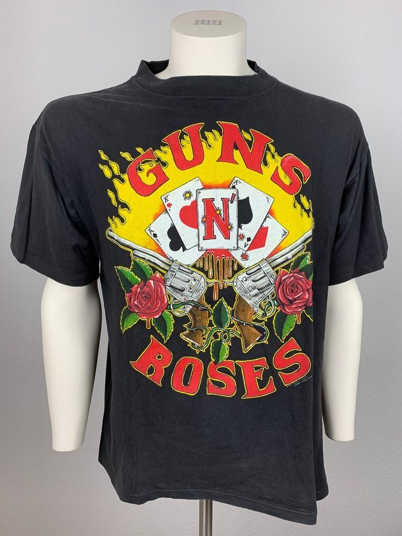 Vtg GUNS N ROSES rock band unisex black t-shirt QT7241 XL