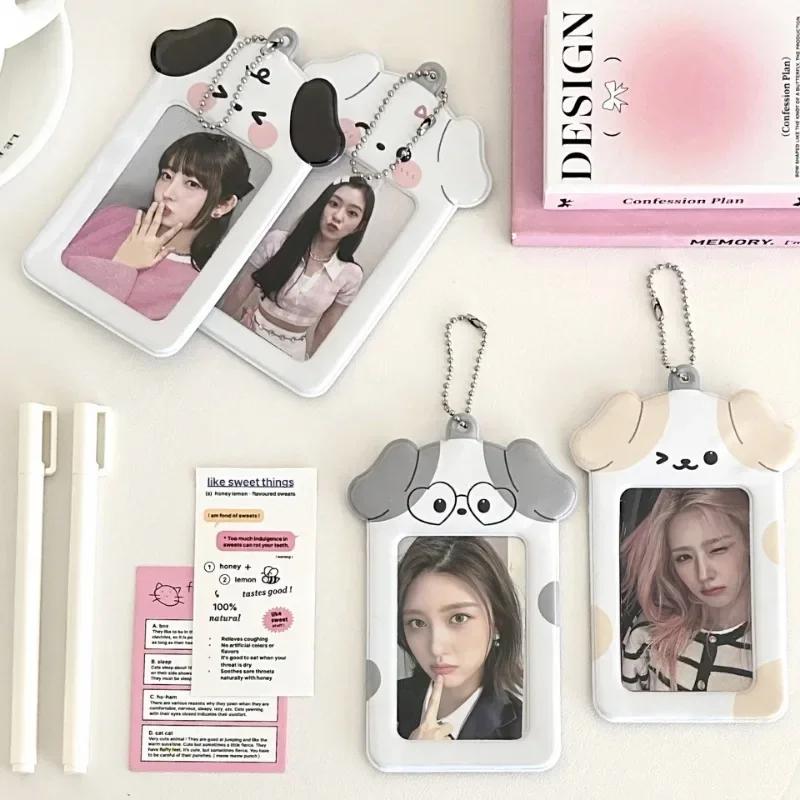 1PCS 3 Inch Photocard Card Holder Case Kawaii Kpop Photo Card Holder Keychain Ins Protector Photo Sleeves Bus Card Case Bags