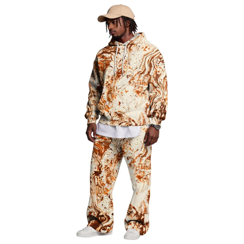 Completo con Felpa e Pantaloni da Tuta da Uomo con Vita Elastica, Outfit Casual Due Pezzi