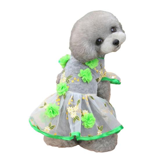 Welpenkleid, atmungsaktiv, bequemes Netzgarn, hübsches Prinzessinnenkleid mit Blumenmuster für den Sommer