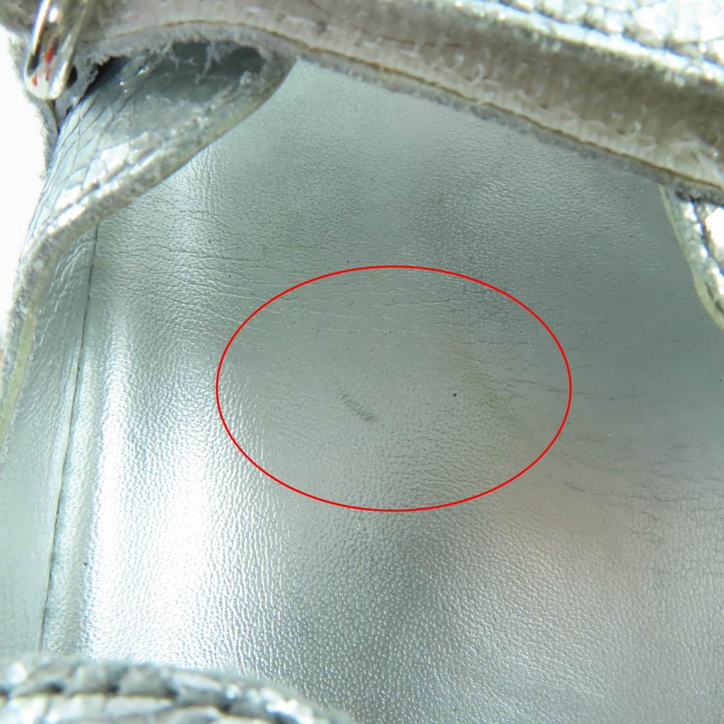 Excellent CHANEL Sandals Silver leather Women 37 G31857 Used