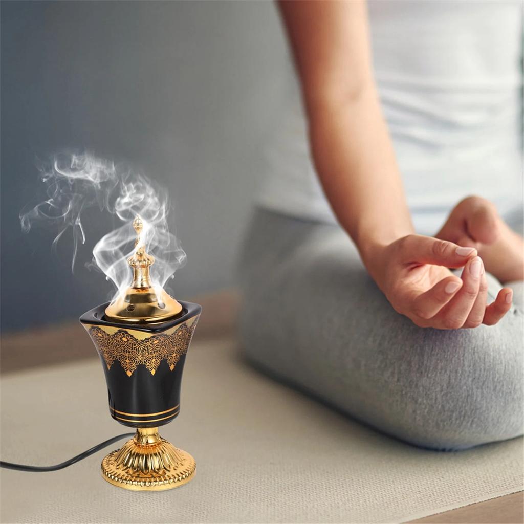 Bruciatore di Incenso Elettrico A71P Portaincenso di Incenso Frankincense Bruciatore di Incensiere Arabo Vintage Ornamento per Casa Ufficio Yoga Spa Spina USA