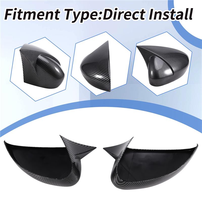 Car Rearview Mirror Protective Cover ABS Horn Rearview Mirror Shell For Fiat Egea 2016- Glossy Black