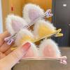 Yousheng Hair Pin 3D Cat Ear Plush Hair Clip Soft Fluffy Vibrant Colors Rounded Metal Clamp Kids Hairpin Autumn Winter Hairstyles School Travel Party