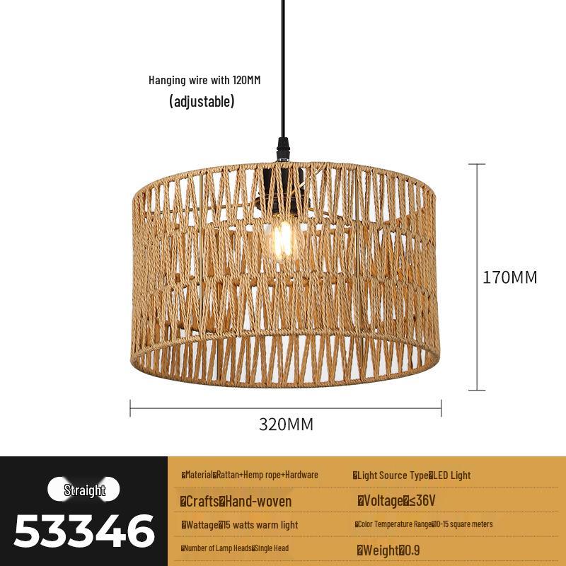 Wicker LED Pendant Light - New Chinese Style, Zen Tea Room or Dining Light, Japanese Bamboo Art Lantern, Antique Style