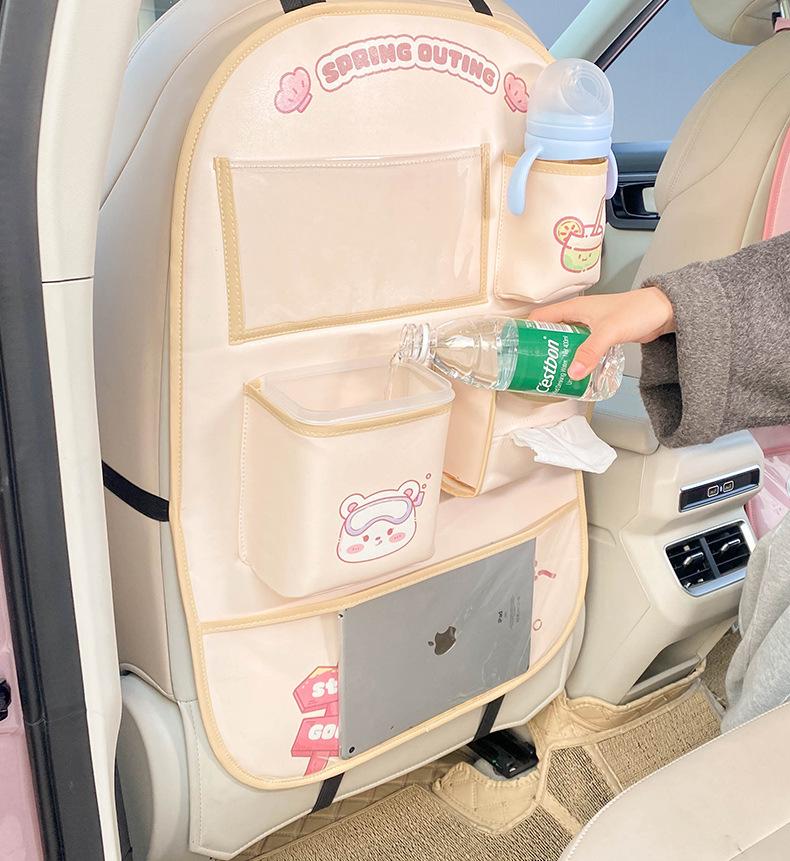 Car Back Seat Organizer Anti-kick Pad Rear Safety Seat Anti-wear Pad Car Anti-dirty Pad Universal Car Backrest Storage Bag