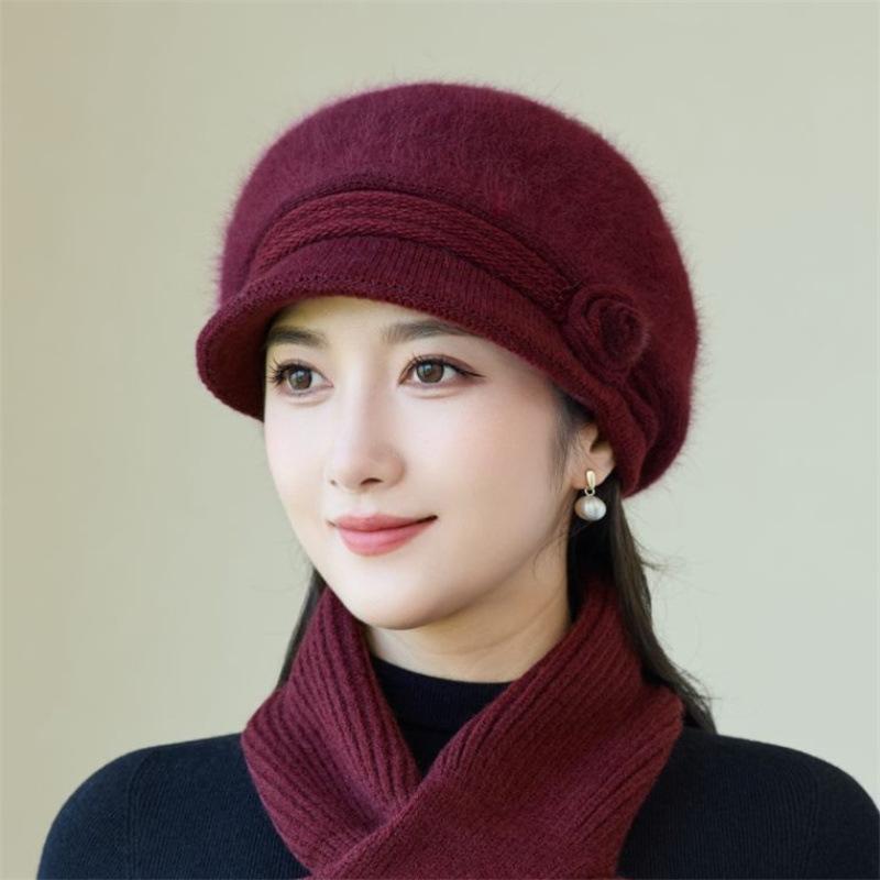 Wool Hat Women's Autumn and Winter Velvet Warm In the Elderly Mother Hat Ear Protection Cold Thickened Foreign Gas Knitted Hat