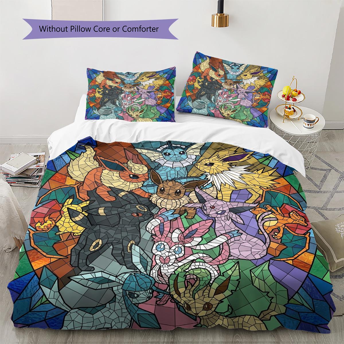 

Pokemon Pikachu Pattern Bedding Quilt Set Quilt Cover Pillowcase Home Decoration Birthday Gift (1 * duvet cover + 2 * pillowcase, without core) 135x200cm